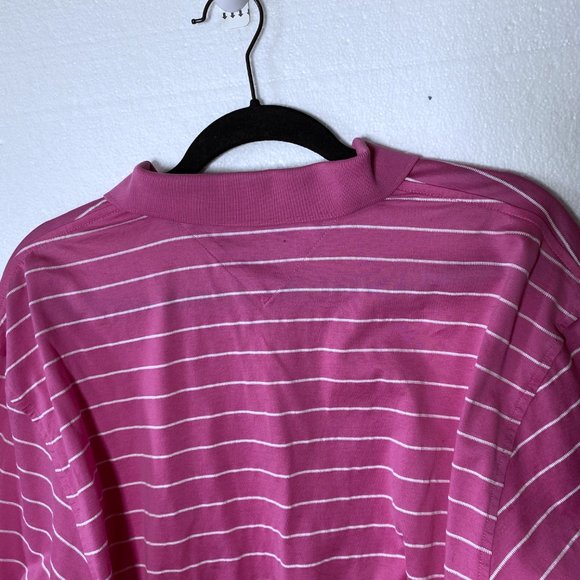 Tommy Hilfiger Mens Size Medium Pink Striped Golf 100% Pima Cotton Polo Shirt - Picture 5 of 7